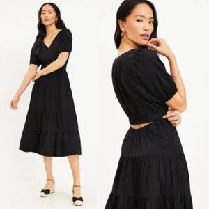 LOFT Tiered Slim Cutout Dress